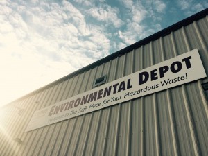 Environmental Depot sign on the side of the depot.