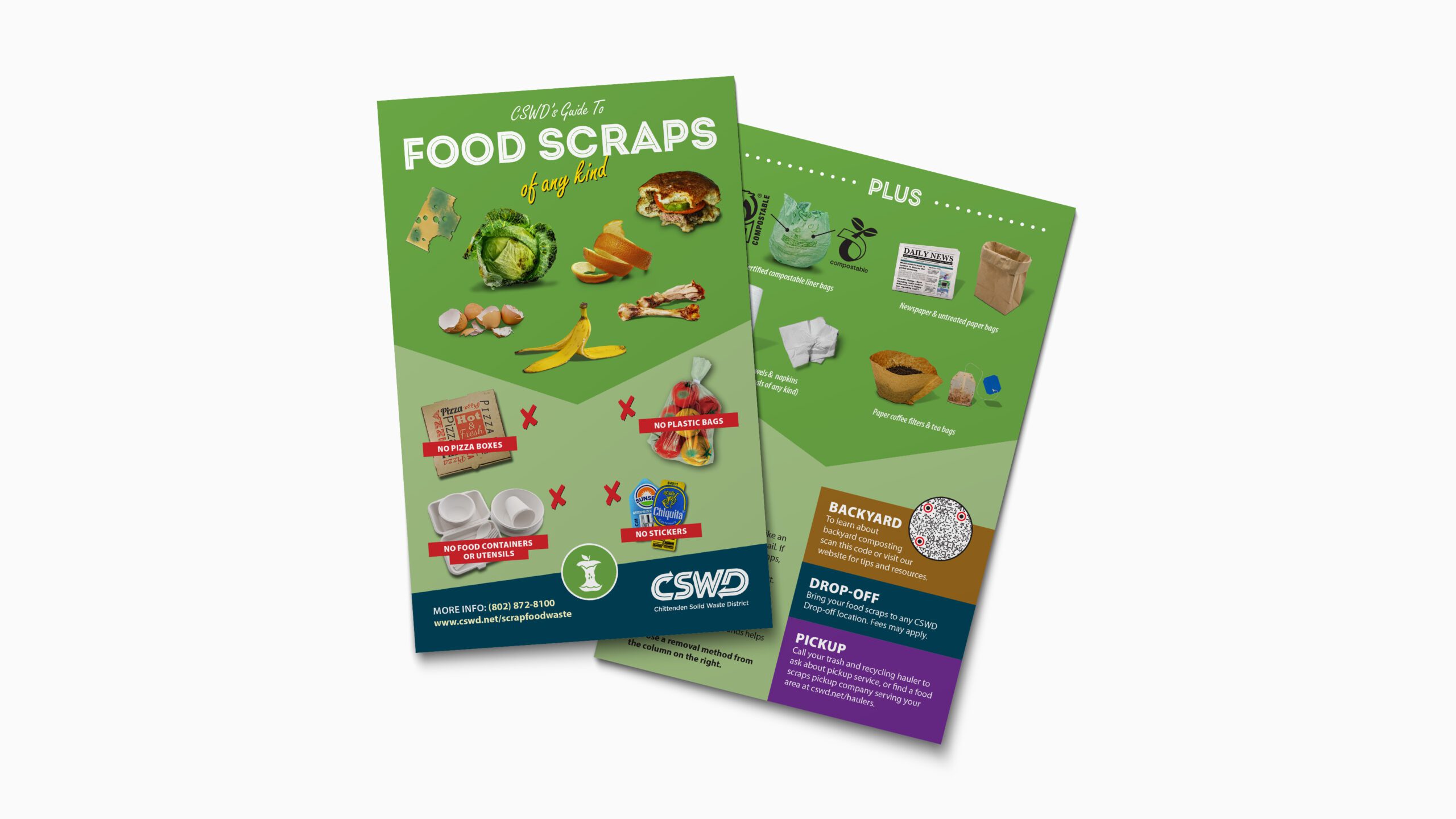 CSWD's guide to food scraps reference sheet