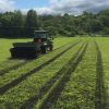 field with tractor spreading topsoil