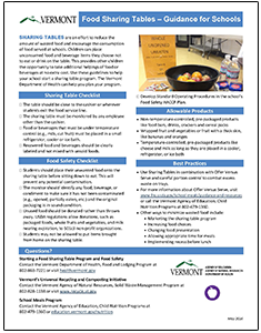 Food Sharing Table Guidelines handout